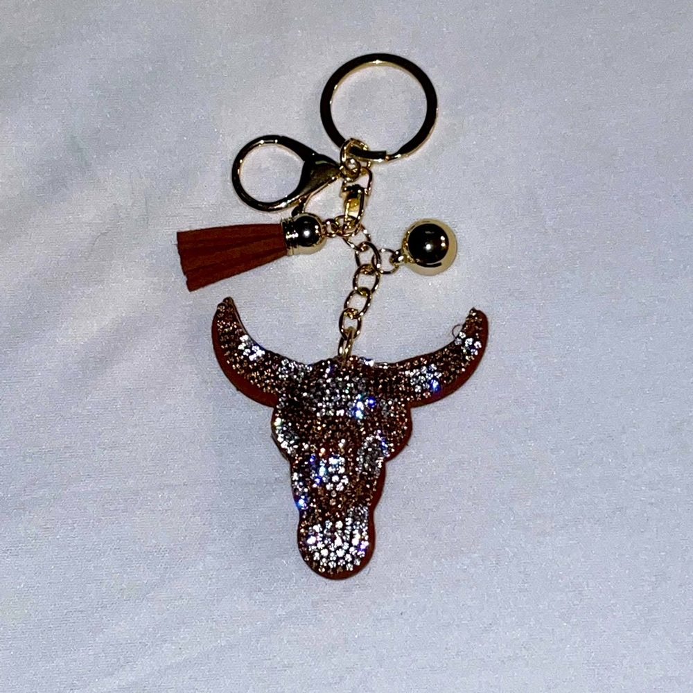 Western Texas longhorn rhinestone keychain